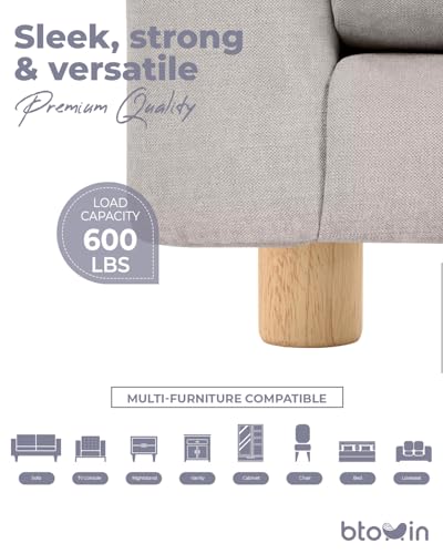 2 inch Solid Wood Bun Furniture Legs, 4Pcs Mid-Century Varnish - color: Varnish, size: 2" (5cm)