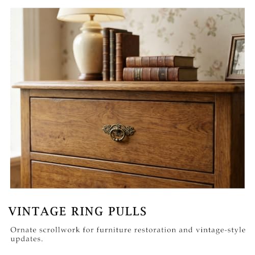 8 Pack Antique Brass Ring Pulls, Single Hole Cabinet Hardware - color: Antique Brass