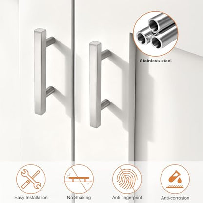 Probrico Brushed Nickel Cabinet Pulls & Handles 3" CC Square 5 Pack - color: Brushed Nickel, size: Hole Center: 76mm(3inch)