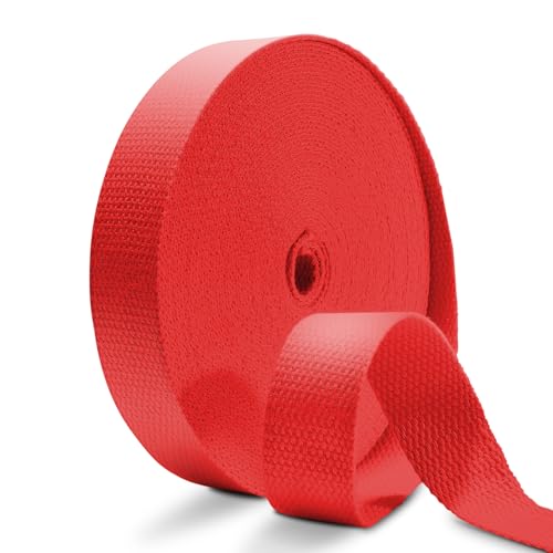 Cotton Webbing 1 Inch 12 Yards Red Cotton Webbing Straps for Bags Handles, 1 Inch Weave Webbing for Cloth Tote Bag Straps Making,Cloth Belt, DIY Crafts Decoration - color: Red 12Yards, size: 1 inch