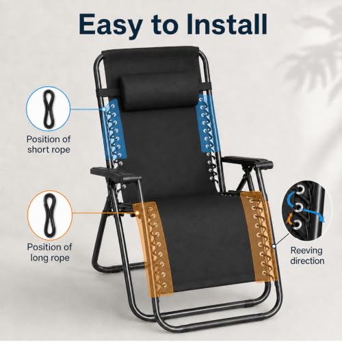 JIEYAO 8Pcs Universal Replacement Elastic Cords for Zero Gravity Chair