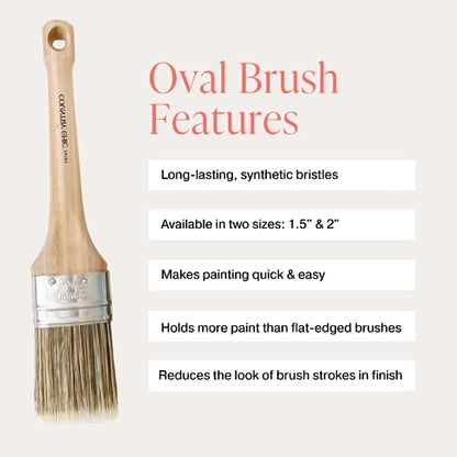 Chalk Style Paint Brush - Oval Brush with Synthetic Bristles for Smooth Furniture Paint Application with Minimal Brush Strokes, No Shedding, Vegan, Best for Water-Based Paint - 1.5" - size: 1.5"