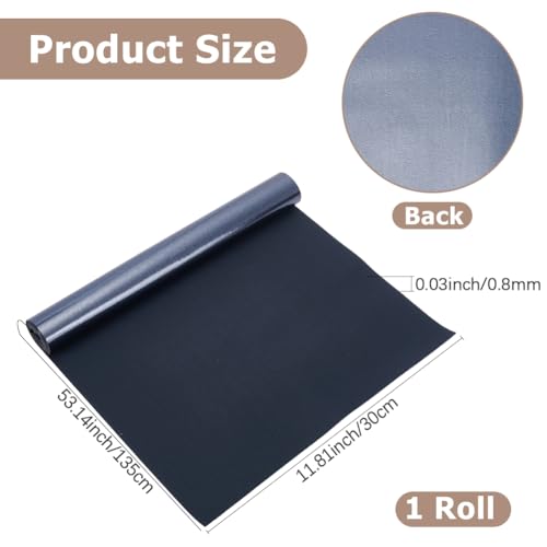 53 x 11.8 Inch 0.8mm Black PU Leather Fabric Glossy Mirrored Faux Leather Sheets Smooth Holographic NEON Shiny Synthetic Leatherette Vinyl Roll for Earrings Bows Wallets DIY Projects - color: Black