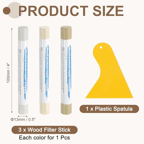 uxcell 3Pcs Wood Filler Sticks, Wax Crayons, 3 Colors Cream White Series - color: Cream White Series