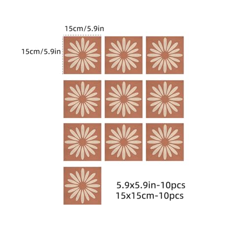 5.9×5.9in-10pcs Bohemian Peel and Stick Tiles Floor Wall Sticker Self-Adhesive Tile Kitchen Bathroom Waterproof Wear-Resistant Home Decor - size: 5.9"×5.9"-10 pcs