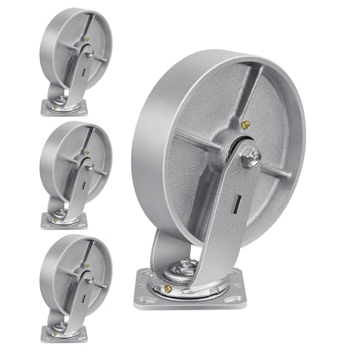 8" X 2" Caster Wheels, Heavy Duty Industrial Casters, Steel Casters 6000 LBS Capacity with Roller Bearing, Cast Iron Wheels, Metal Casters(4 Swivel) - style: 8"X 2"Wheel