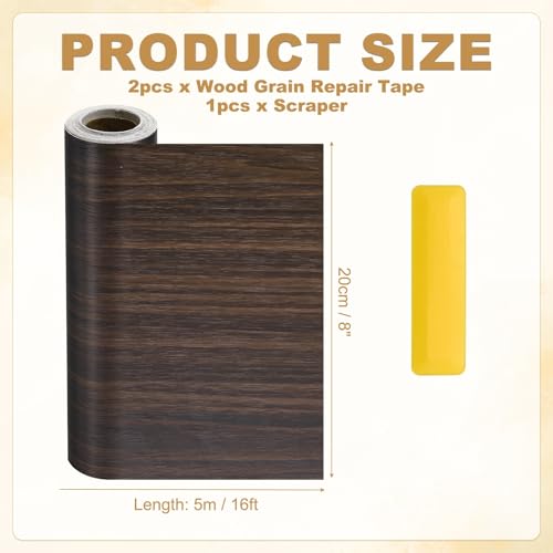 HARFINGTON Wood Grain Repair Tape 8" x16ft Self-Adhesive Repair Patch - color: Black Walnut, size: 8" x 16ft