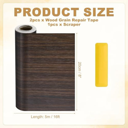 HARFINGTON Wood Grain Repair Tape 8" x16ft Self-Adhesive Repair Patch - color: Black Walnut, size: 8" x 16ft