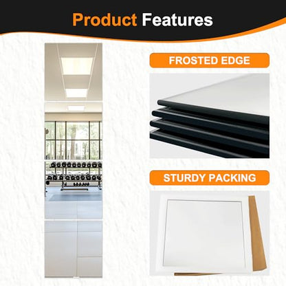 Delma Frameless Mirror Tiles 18"x18"x4 Pcs Wall Mounted - size: 18''x18''-4PCS