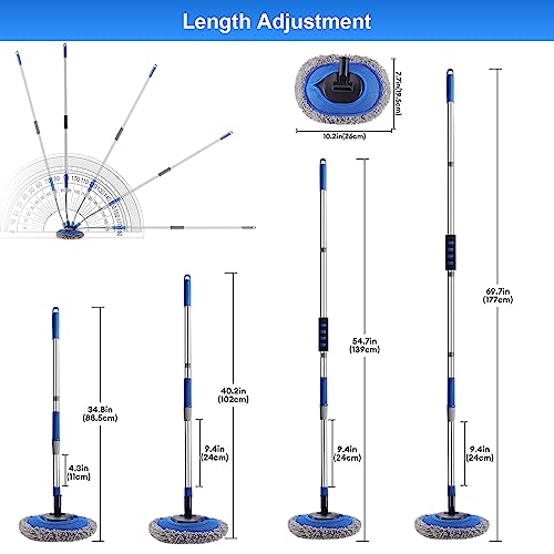 Wall Cleaner, Max 66'' Wall Mop with Long Handle, Ceiling Dust Mop with 15° Labor-Saving Elbow Extension Pole, Baseboard Duster Washer Scrubber, High Reach Window Cleaning Brush, Roof Cleaning Tool-GY - color: Gray