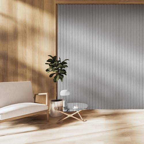 OUZUGIE WPC Acoustic Slat Wall Paneling, 8-Pack 96 x 6 Inches - color: Gray, size: (High)96“ x 6"