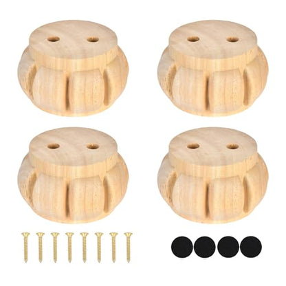 2 Inch Unfinished Wooden Bun Feet for Furniture Set of 4 - size: 2 Inch