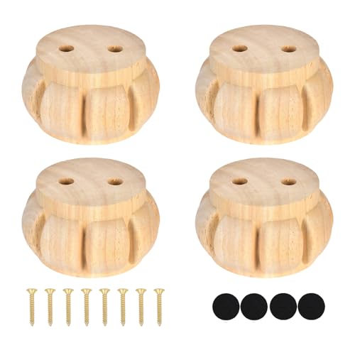 2 Inch Unfinished Wooden Bun Feet for Furniture Set of 4 - size: 2 Inch