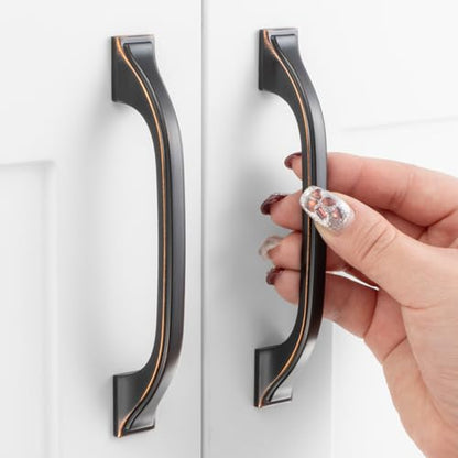 3-3/4 in Oil Rubbed Bronze Cabinet Pulls Arch Handles 10 Pack P2409 - color: Oil Rubbed Bronze, size: 3-3/4" Hole Centers-10 Pcs