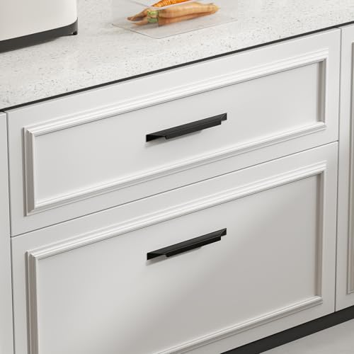 Goldenwarm 25 Pack Black Cabinet Handles, 3-3/4" Hole Center Finger Pulls - color: Black, size: 3-3/4in Hole Centers