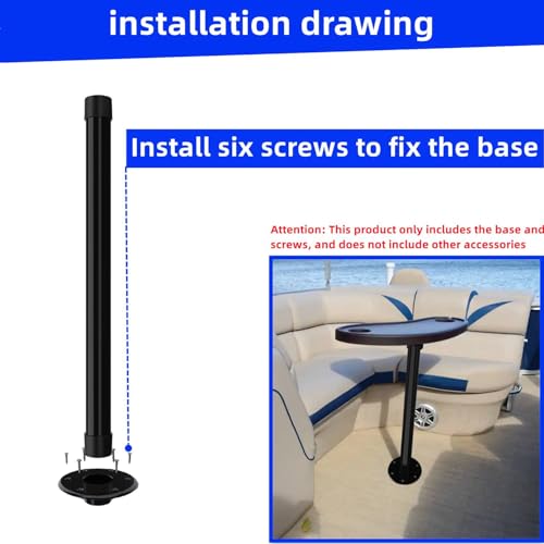 013-1112 RV Table Base, Aluminum Flush Mount Pedestal for RV,Boat,Pontoon - color: Black
