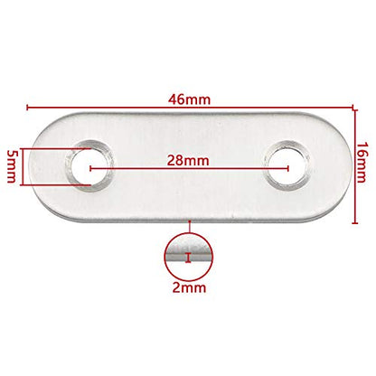 1.85 inch Stainless Steel Flat Mending Repair Plate, 20 Pack - size: 1.85inch