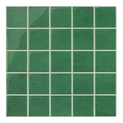 Commomy Thicker Green Peel and Stick Tiles - 10 pcs of 12" x 12" - color: Square Green & Thicker Design