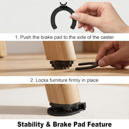 Self Adhesive Caster Wheels, 360 Rotation Furniture Rollers (8 Pack, Black) - color: Black