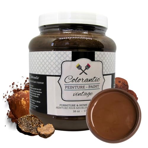 Colorantic | SWEET TRUFFLE Chalk Paint for Furniture DIY- Multi-Surface All-in-One Craft Paint | DARK BROWN Decorative Painting for Wood (58 oz) - color: Sweet Truffle, size: 58 Fl Oz (Pack of 1)