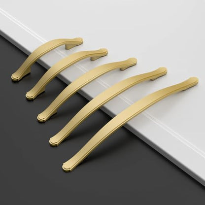 Amerdeco 10 Pack Brushed Gold Cabinet Pulls 7.5 Inch(192mm) Hole Center Drawer Pulls Cabinet Hardware Kitchen Cabinet Handles for Bathroom ZH0068 - color: Brushed Gold, size: 7.5"/192MM Hole Center