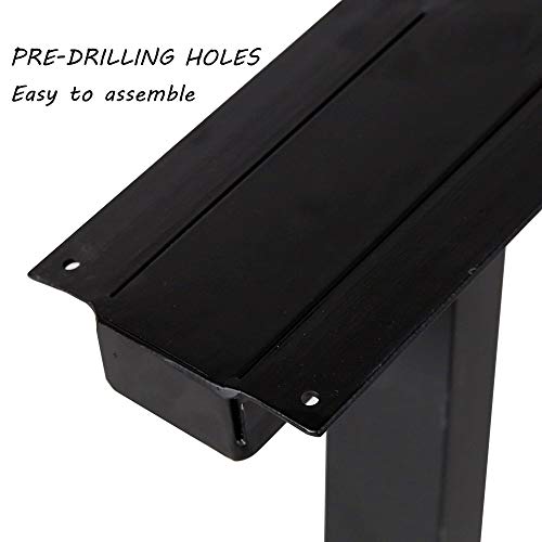 TIEOU Metal Legs for Table Trapezoid Shape 28" H Tall Industrial Table Legs Heavy Duty Metal Desk Legs Set of 2,Black - size: Trapezoid-28"H