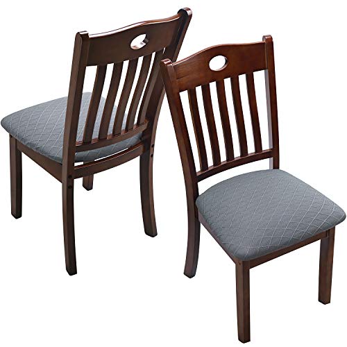 Fuloon Dining Chair Seat Covers Stretch Slipcovers, 6 Pack, Light Grey - color: Light Grey, size: Not Waterproof