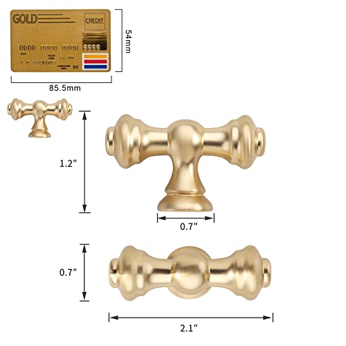 Amerdeco 10 Pack Brushed Brass Kitchen Cabinet Knobs 2.1 Inch(53mm) Single Hole Cabinet Handles Dresser Knobs Gold Drawer Knobs and Pulls for Bathroom Cabinets… - color: Brushed Brass, size: Knobs