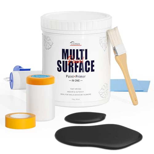 CIONIA All-in-One Paint - Multi Surface White Paint - Furniture and Cabinet for Interior/Exterior - No Sanding, Quick Drying, Perfect for Wood, Wall, Metal and More, 32 Oz - color: Black, size: 32 Fl Oz (Pack of 1)