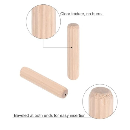 uxcell 300 Pcs Wooden Dowel Pins, 10 x 40mm (0.39 x 1.57 Inch) Wood Dowels Rods, Fluted Dowel Joints for Grooved Woodworking Furniture Craft - size: 10 x 40mm