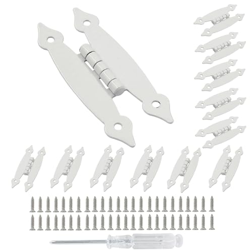 12 Pcs H-Shape Cabinet Hinges, White Hammercraft Flat Flush Mount - color: White, size: 12 Pack