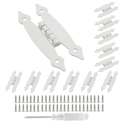 12 Pcs H-Shape Cabinet Hinges, White Hammercraft Flat Flush Mount - color: White, size: 12 Pack