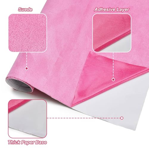 Suede Fabric Car Vinyl Wrap Sticker Sheet, 12"x60", Pink - color: Pink, size: 12" x 60"