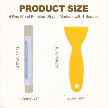 PATIKIL 4Pcs Wood Furniture Repair Markers with Scraper, Brown - color: Brown
