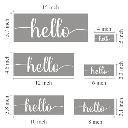 Large Hello Stencils for Painting - 6 Pack Hello Stencil Templates for Painting on Wood, Reusable Letter Stencils for Chalkboard Wood Crafts Signs & Home Front Door Mat Decorations - style: Hello