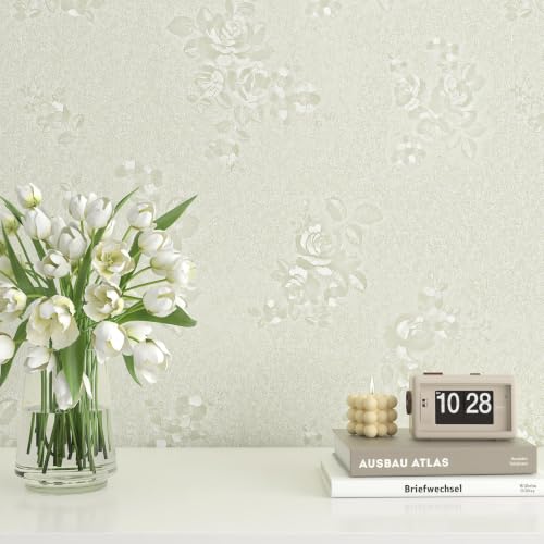 FunStick 24x200 Beige Peel and Stick Wallpaper Textured Embossed Floral Wall Paper Peel & Stick Vintage Bedroom Wall Covering Self Adhesive Beige Kitchen Cabinet Contact Paper Floral Shelf Liner Decor