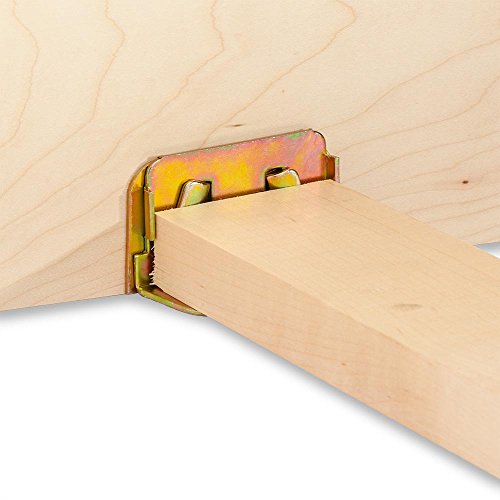 Center Bed Rail Fasteners to Prevent Sagging – Durable Steel Brackets w/Yellow Chromatized Finished Secure Bed Frame Brackets – Perfect Furniture Corner Connectors for Solid Connection