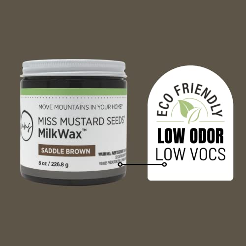 Miss Mustard Seed's MilkWax Saddle Brown Wax for Furniture & Cabinets, 8 oz - color: Saddle Brown, size: 8 Ounce (Pack of 1)