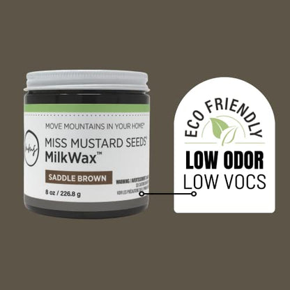 Miss Mustard Seed's MilkWax Saddle Brown Wax for Furniture & Cabinets, 8 oz - color: Saddle Brown, size: 8 Ounce (Pack of 1)