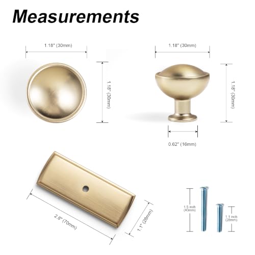 6Pack Champagne Bronze Cabinet Knobs with Backplate Drawer knobs - color: Champagne Bronze, style: Escutcheon