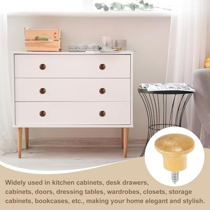 uxcell 8Pcs Round Wood Drawer Knob, 0.91" x 0.71" Self-Tapping Solid Wood Handle Round Cabinet Knob Mushroom Shape Wooden Knobs for Furniture Dresser Wardrobe, Wood Color - color: Wood Color