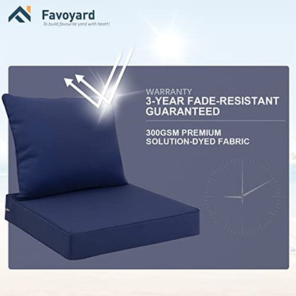 Favoyard Outdoor Patio Seat Cushions Set, 22 x 22 Inch, Waterproof, Blue - color: Blue, size: 22 x 22 x 3 In