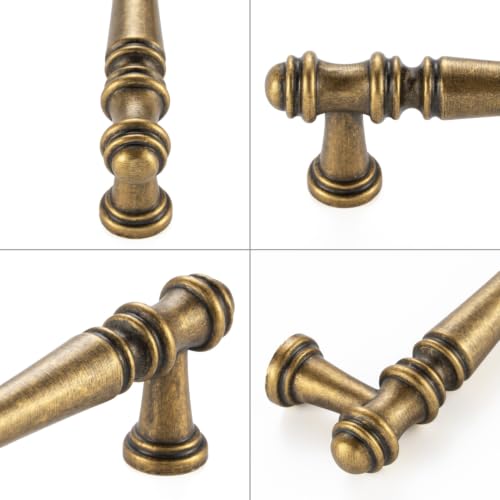 KOOFIZO 10 Pack 5 in Antique Brass Cabinet Pulls, Brass Drawer Handles P30 - color: Antique Brass, size: 5" CC - 10Pcs