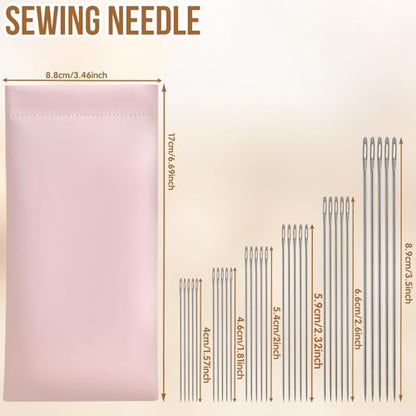 42Pcs Big Eye Steel Sewing Needles Kit, Include 30 Steel Needles, 1 Seam Sewing Thread Ripper, 2 Needle Threaders, 5 Threads, 2 Thimbles, 1 Storage Tube,1 Storage Bag for Mending, Gift for Lovers - style: Country Rustic