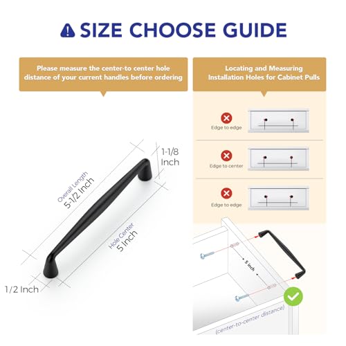 Ravinte Matte Black Cabinet Handles Solid Handles,5 Inch,10 Pack - color: Matte Black, size: 5 Inches Hole Center
