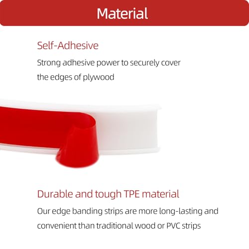 U-Shape Plywood Edge Banding - 3/4" Edge Protector, Self-Adhesive Trim for Veneer, Furniture, Countertop, Table, Sheet Metal - White, 20Ft - size: 3/4inch (20Ft)
