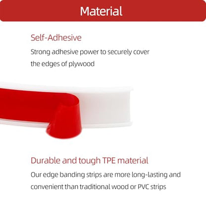 U-Shape Plywood Edge Banding - 3/4" Edge Protector, Self-Adhesive Trim for Veneer, Furniture, Countertop, Table, Sheet Metal - White, 20Ft - size: 3/4inch (20Ft)