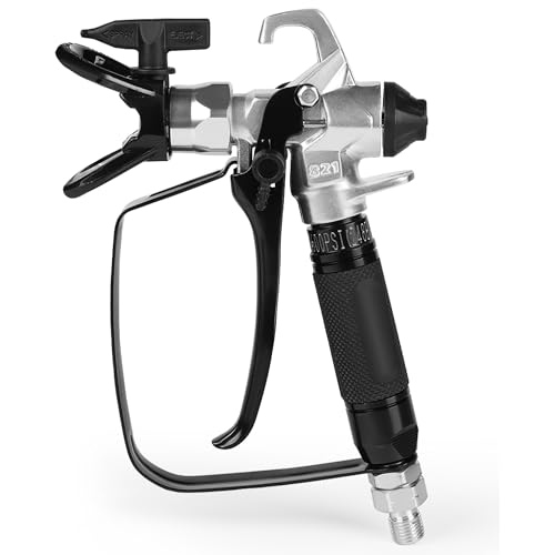 Airless Paint Sprayer Gun Premium Model 821, High Pressure 3600 PSI with 517 Reversible Nozzle Tip, Swivel Joint, Rubber Handle, Ergonomic Trigger, Safety Latch, and Leak Proof Design
