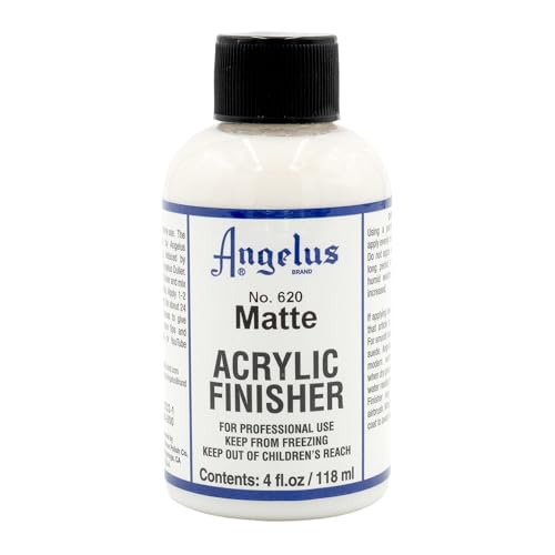 Angelus Matte Acrylic Finisher 4 fl oz – Flexible Clear Coat for Leather Shoes, Bags, Jackets & Accessories, Matte Acrylic Sealer Varnish for Leather Craft & Restoration. No. 620