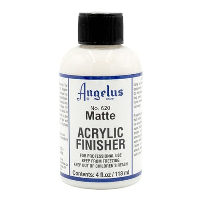 Angelus Matte Acrylic Finisher 4 fl oz – Flexible Clear Coat for Leather Shoes, Bags, Jackets & Accessories, Matte Acrylic Sealer Varnish for Leather Craft & Restoration. No. 620
